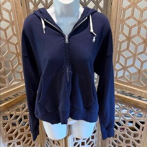 Polo Fleece Lined Full Zip Hoodie Navy Blue size XL